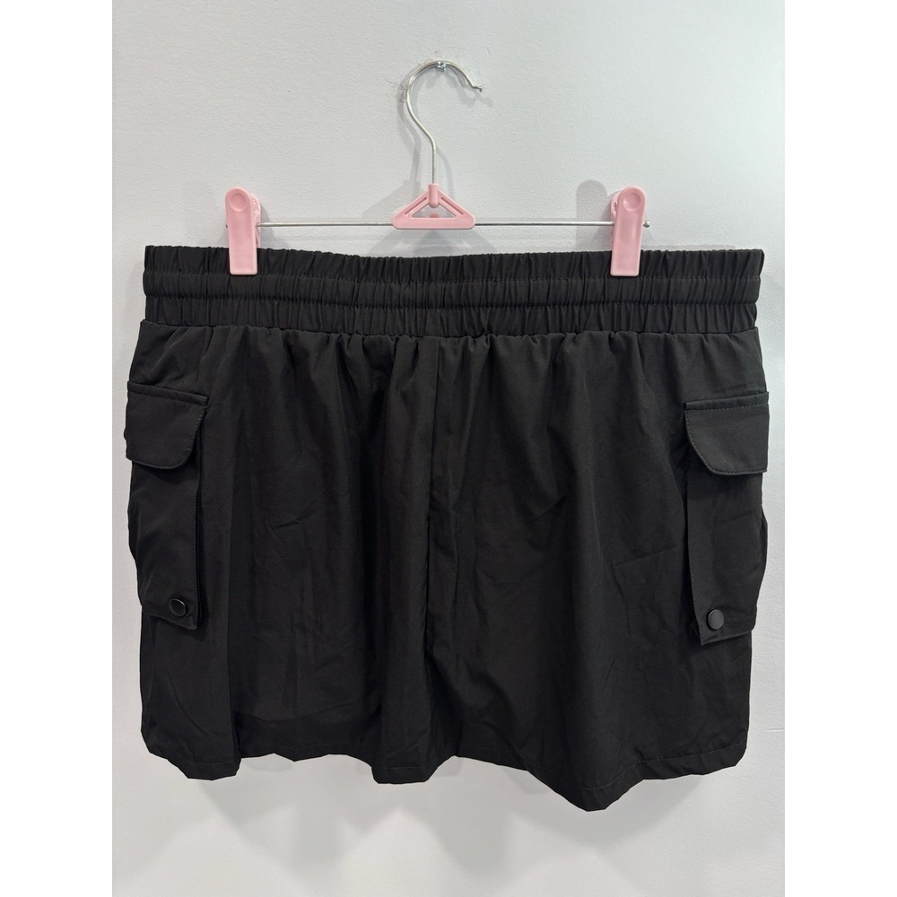 NEW Black Utility Cargo Wrap Skort XL Athletic Stretch Drawstring Hiking - Picture 2 of 8